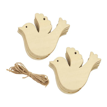 10pcs Christmas Wood Hanging Ornaments Wooden Cutouts Embellishment Gift Tag for Xmas Tree Hanging Decor Wood Bird