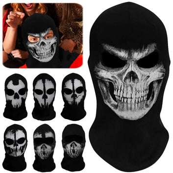 Unisex Balaclava Ghost Face Mask Scary Skeleton Skull Face Mask for Halloween Cosplay Mask for Outdoor Sport Motorcycle Facemask