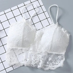 Summer Women Lace Sexy Top Sun Sleeveless Tops padded Bralette Bra Bustier Zipper Back Club Crop Tank lingerie женское белье