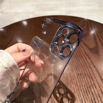 Transparent UltraThin Frameless Plating Clear Phone Case For iPhone 16E 17 Air 16 15 14 Pro Max 17ProMax Plus Slim Cover Coque